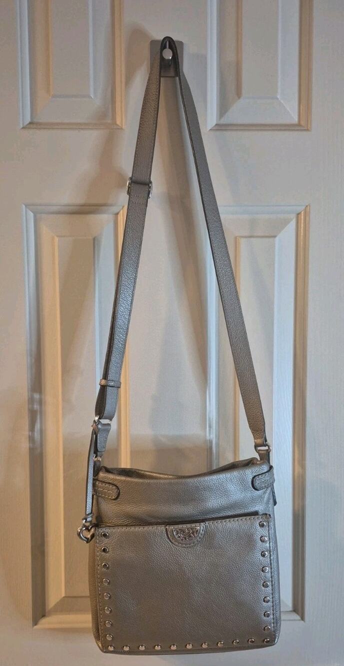 BRIGHTON PRETTY TOUGH ZINC PEARL ROYCE SUPER ORGANIZER CROSSBODY HANDBAG